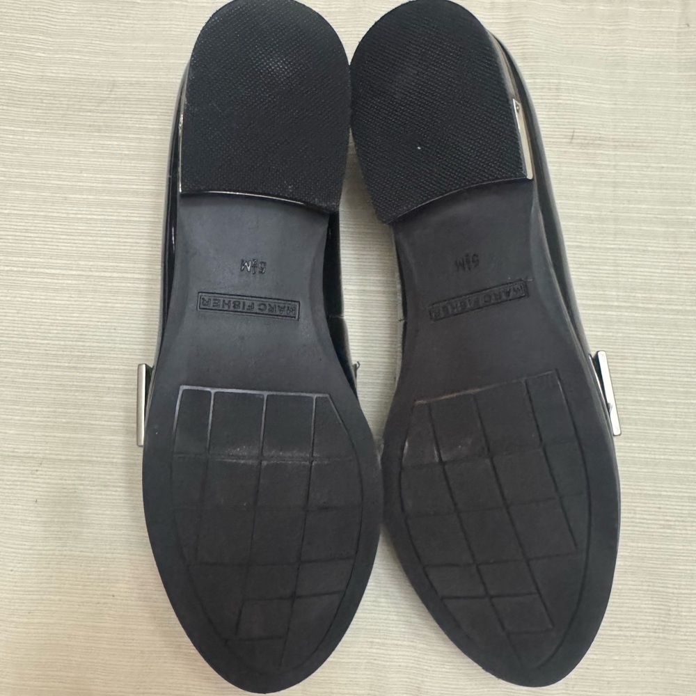 Marc Fisher Black Leather Loafers with Cushioned Sole & Silver Accents 5 1/2 - Picture 9 of 11